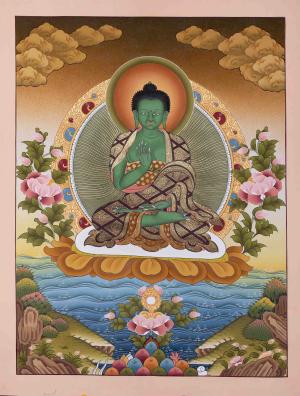 Original Hand Painted Thangka of Amoghasiddhi Buddha